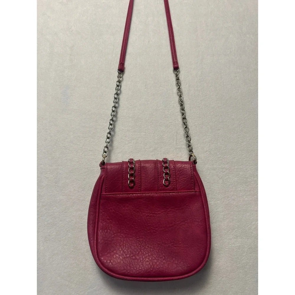 Charming Charlie Small Crossbody Bag Pink Faux Leather Chain Detail Y2K Style